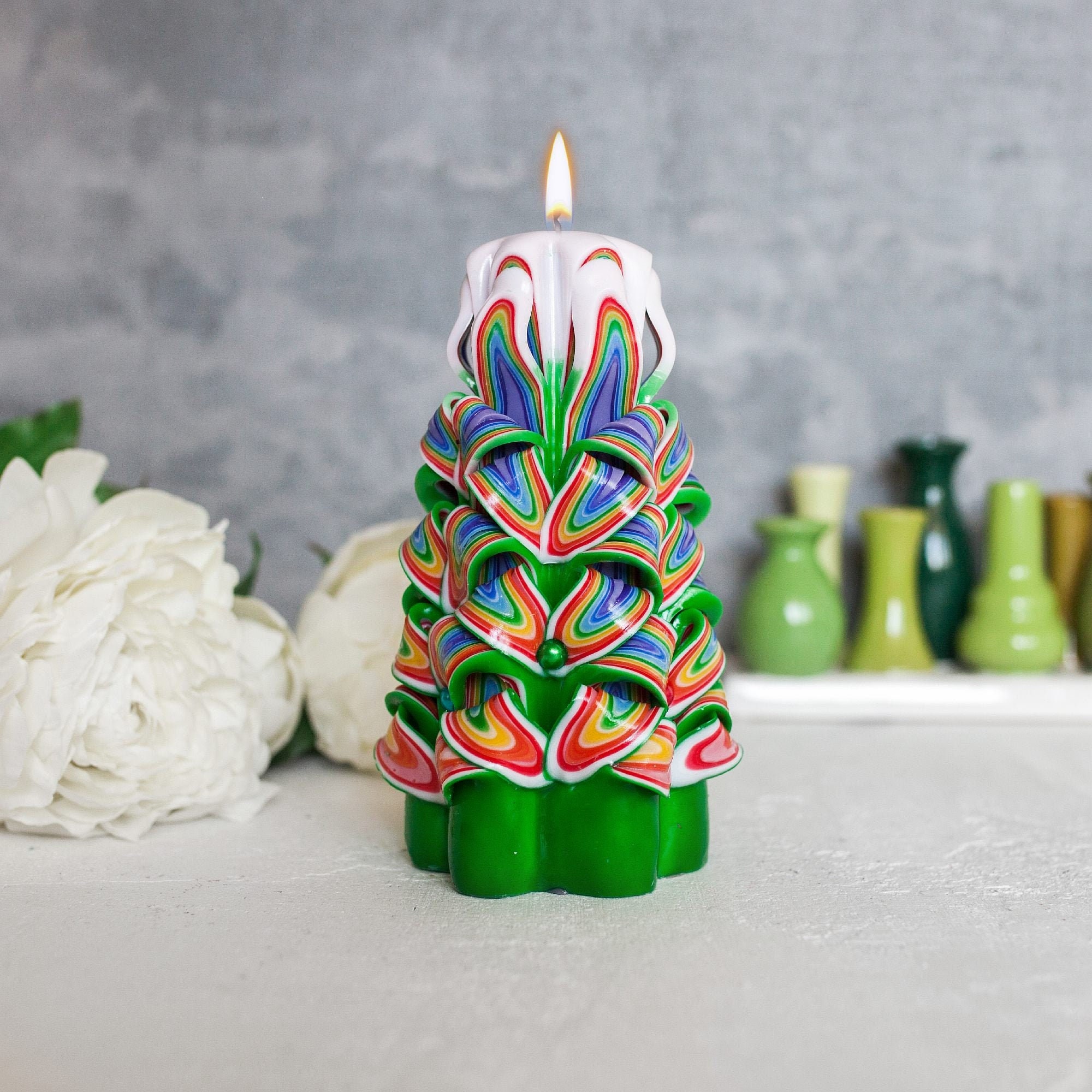 Hand Carved Candles 6 inch Christmas candle Etsy