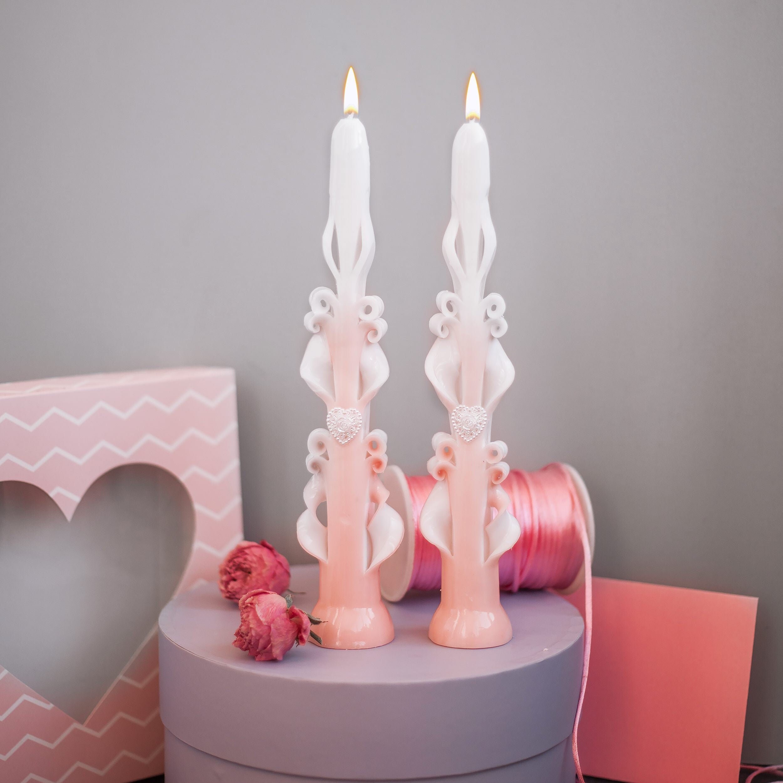 Custom taper candle Fall Set of 2 Taper Candles White Peach Etsy