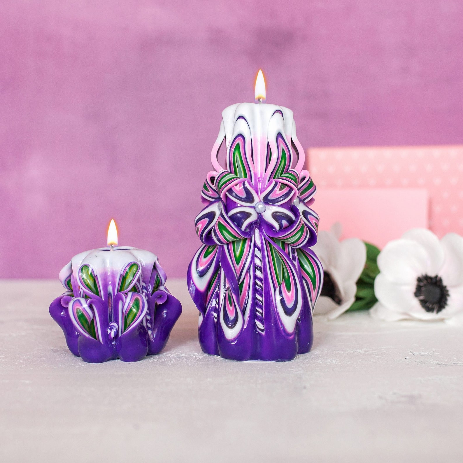 Hand carved candles decorative candle pillar candle Etsy