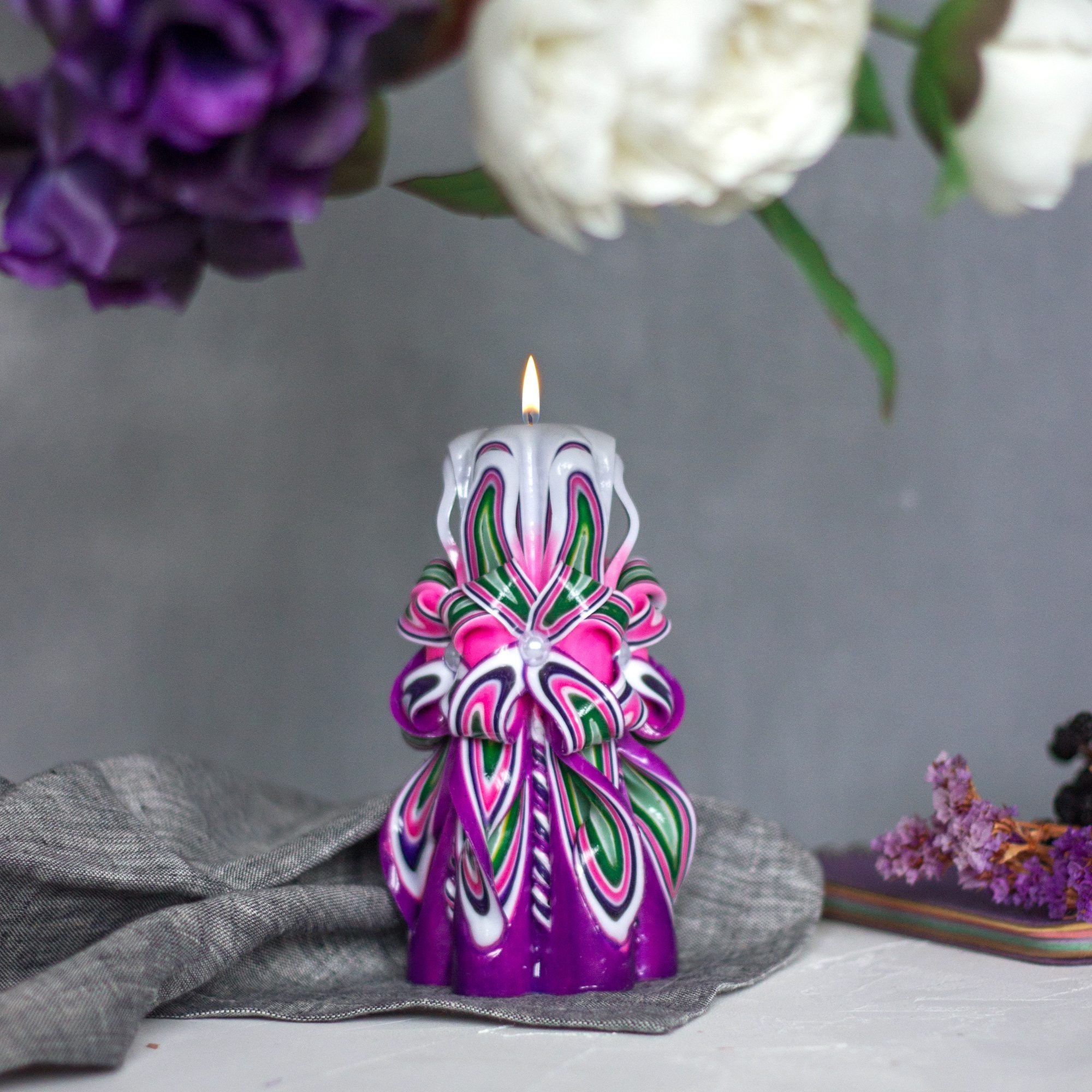 Hand carved candles decorative candle pillar candle Etsy