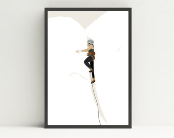 Off-width Climbing Art Print, Rock Climbing Outdoor Illustration