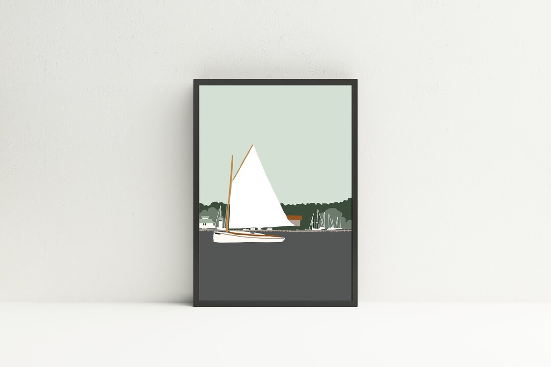 Minimal Sailboat Print, Nautical Wall Art and Home Decor - Etsy