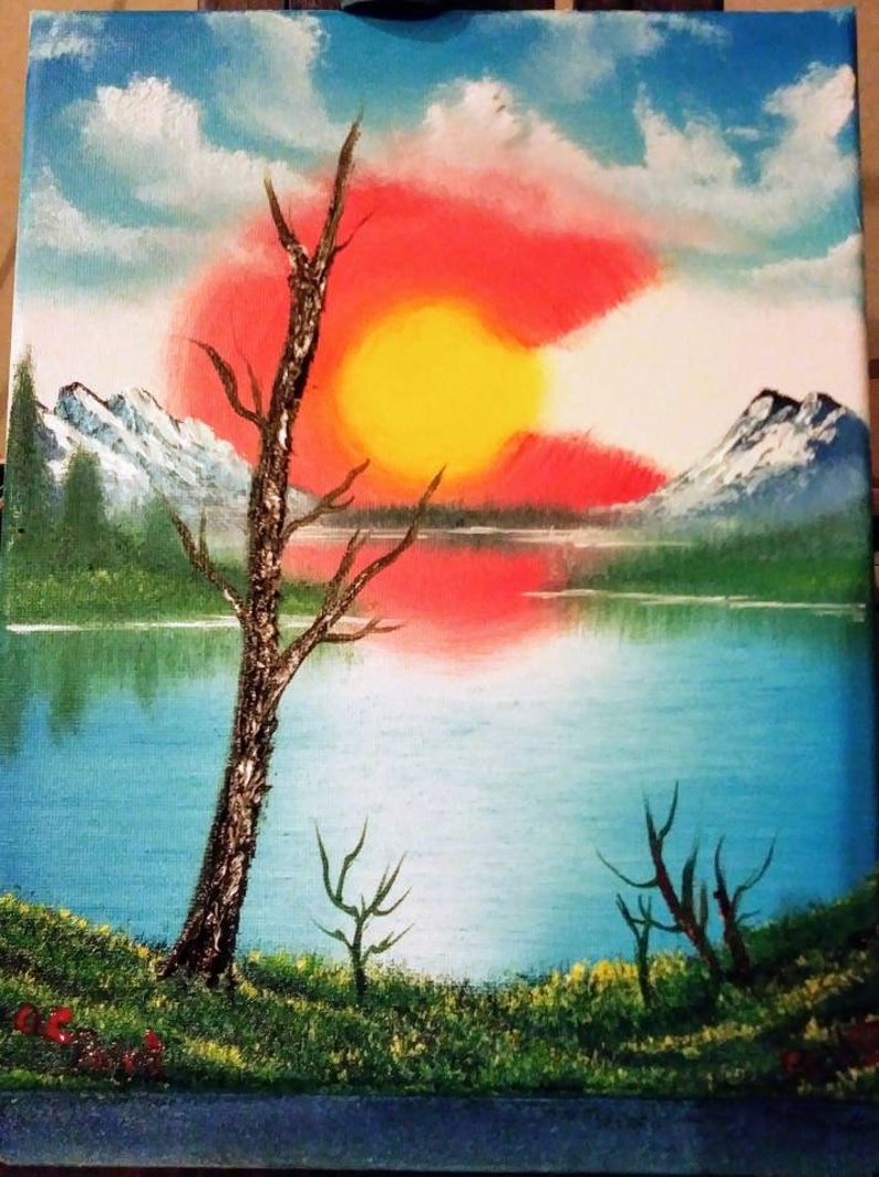 Bob Ross Style Landscape Painting by ClCPaint Colorado Flag
