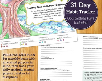 31 Day Habit Tracker - Goal Setting - Coloring Goal Sheet - Daily Discipline Tracker - Printable Goal Template - Planner Insert