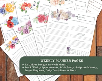 Weekly Printable Planner Pages - Weekly Snapshot - Undated Planner Pages - 12 Month Planner Pages - Goal Setting - Customizable Planner