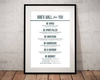 God's Will Printable - Scripture Artwork - Bible Verse Art - Will of God Print - Blue