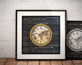 Time Printable - Make the Best Use of Time - Time Management - Clock Artwork - Scripture Art - James 4 - Ephesians 5 - ESV Printable