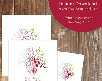 Resurrection Printable - His Heart Beats Printable - Resurrection Greeting Card - Easter Artwork