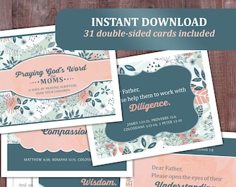 Praying God's Word for Your Children - Scripture Flash Cards - KJV - ESV - Pink and Blue