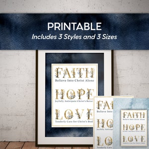 Faith, Hope, Love Printable Scripture Artwork 1 Corinthians 13 Art Love ...