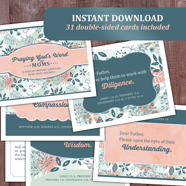 Praying God's Word for Your Children - Scripture Flash Cards - KJV - ESV - Pink and Blue