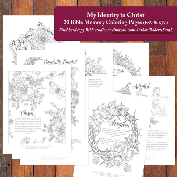 My Identity in Christ Coloring Pages - Bible Memory Coloring Pages - Scripture Printable - Adult Coloring Book - ESV - KJV