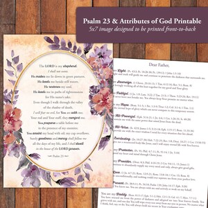 Psalm 23 Printable mit Attributen Gottes inklusive - Schriften für Trauer - Printable für Kummer und Verlust