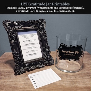DYI Dankbarkeitsglas Printables - Give Thanks - Schwarz-Weiß-Dankbarkeitskarten - Danksagungsziele - Neujahrsvorsätze