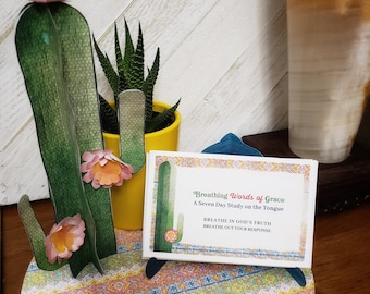 Scripture Cards on the Tongue- Cactus Craft - 7 Day Bible Study - Bible Verse Cards