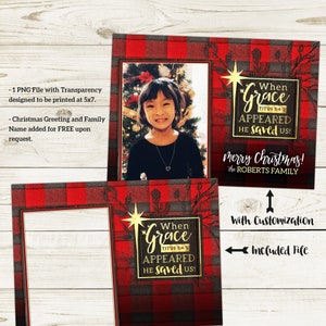 Buffalo Plaid Greeting Card Template - Customized Photo Card - Red Christmas Card Template