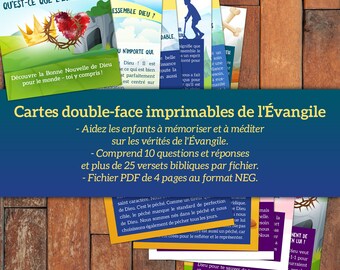 Cartes double-face imprimables de l&#39;Évangile - évangile pour enfants - cartes sur le salut