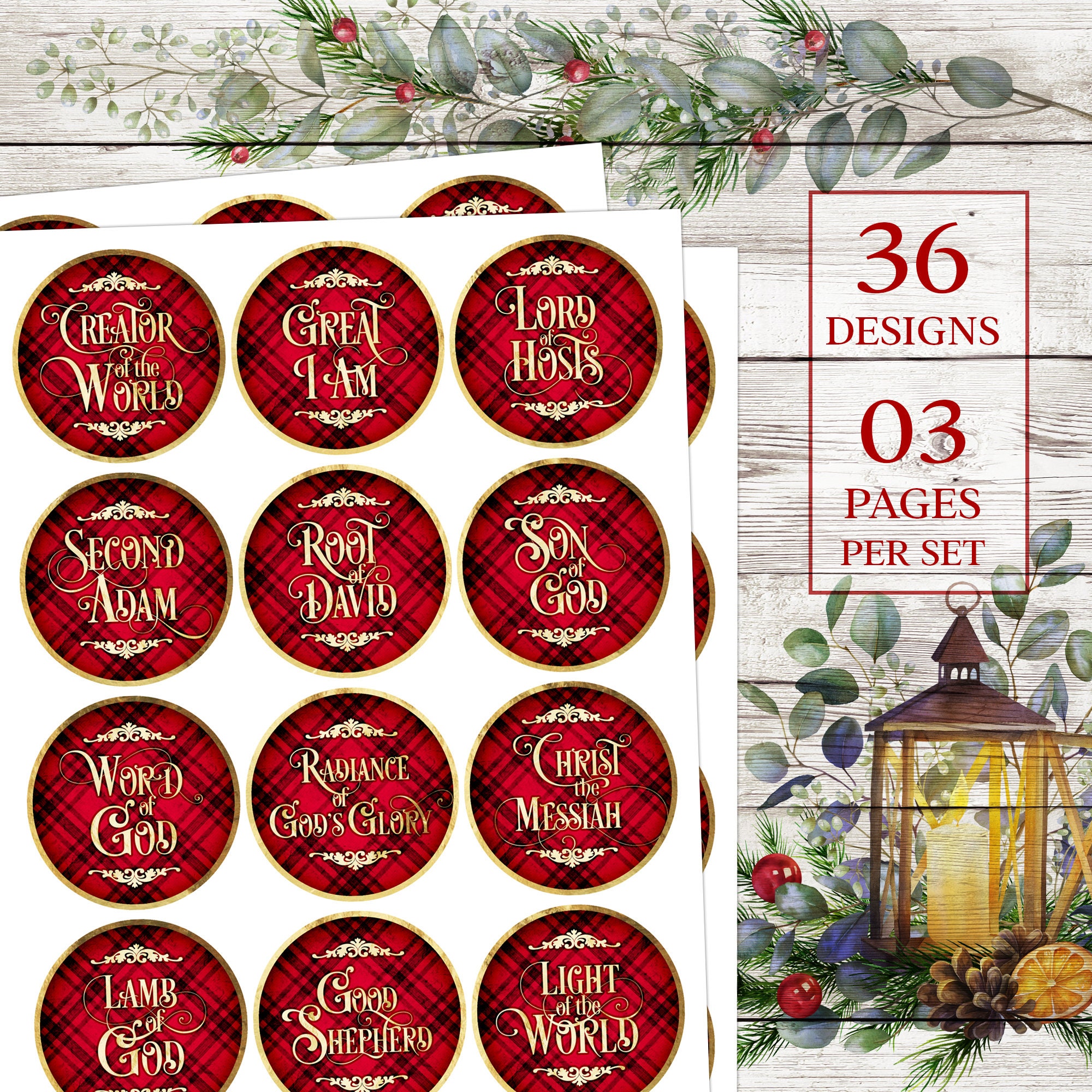 36 Printable Ornament Designs Red, Gold, Black Advent Christmas Tree ...