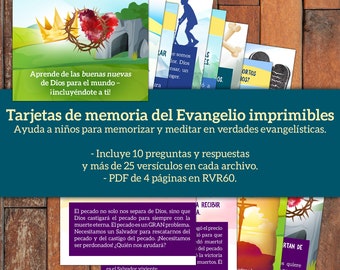 Tarjetas de memoria del Evangelio imprimibles - Tarjetas de memoria de la Biblia - El Evangelio por los niños