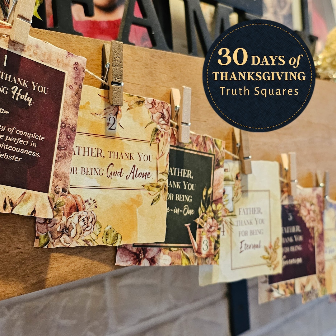 30 Printable Thanksgiving Truth Squares Digital Scripture Card Set for ...