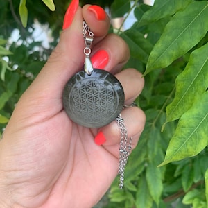 Golden Obsidian Flower of Life Pendant