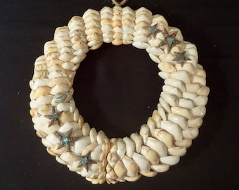 10 inch One of a kind, handmade Seashell Wreath, nautical decor, coastal design