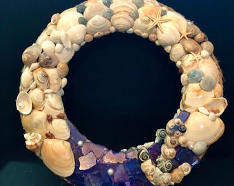 Snail Anchor Wreath; Seashell, Sea Glass Wall Decor