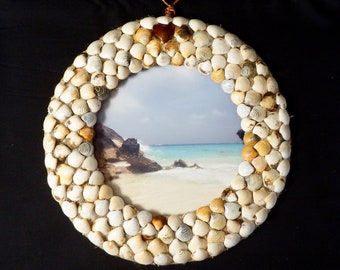 Seashell wreath/photo frame, handmade 12 inches
