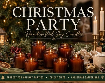 Christmas Party Candles, Holiday Event Candles, Corporate Holiday Gifts, Christmas Party Favors, Custom Soy Candles, Bulk Holiday Candles