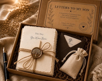 Letters to My Son Gift from Mom, Keepsake Letter Kit, Guided Letters for Son, Personalized Heirloom Gift, Memory Letters, Legacy Gift Box