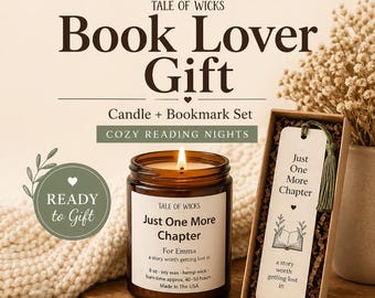 Book Lover Gift Reading Candle Gift Cozy Reading Gift for Book Lover Just One More Chapter Candle Bookmark Gift Bookish Gift