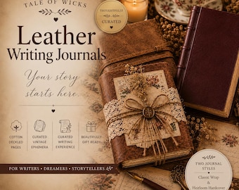Leather Writing Journal Writing Journal Gift for Writer Creative Writing Gift Vintage Ephemera Journal For Her Writing Vintage Keepsake