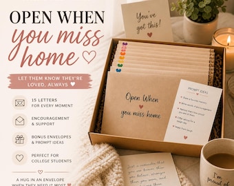 Open When Letters Gift Set Long Distance Gift Emotional Support Letters Going Away Gift for Daughter Son Boyfriend Care Package Letters