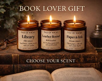 Book Lover Gift Set Candle Set of 3 Reading Night Gift Box Dark Academia Decor Literary Gift for Reader Soy Candle Bundle