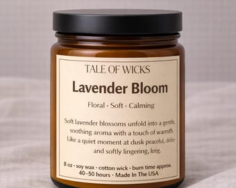 Lavender Candle Soft Floral Candle Calming Lavender Scent Relaxing Home Fragrance Spa Candle Soy Candle