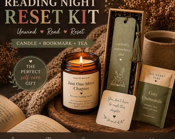 Reading Night Reset Kit Candle Bookmark Self Care Gift Cozy Night Gift for Her Relaxation Gift Book Lover Aesthetic Gift
