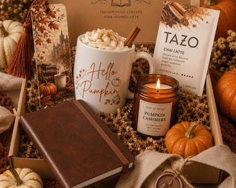 Autumn Reading Ritual Gift Box Fall Gift Box for Her Hello Pumpkin Mug Gift Set Book Lover Gift Cozy Self Care Gift Fall Candle Journal Gift