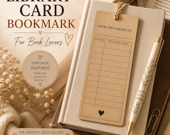 Library Card Bookmark Vintage Bookmark Book Lover Gift Aesthetic Bookmark Reading Tracker Bookmark Gift for Reader