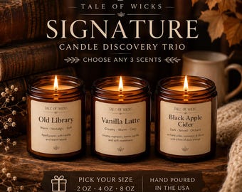 Choose 3 Candles From Our Shop  Choose Your Scent Soy Candle Sampler Cozy Home Fragrance Book Lover Gift for Her