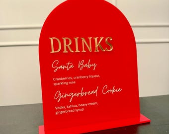 Red Acrylic Bar Sign Wedding Luxury Event Signage Holiday Party Gala
