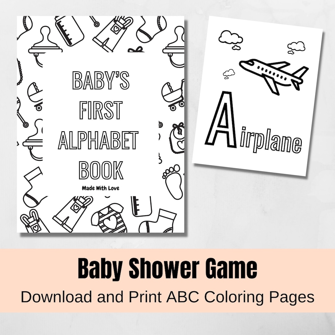 Printable Baby Shower Games Instant Download, Alphabet Baby Coloring ...