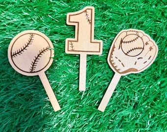 Baseball Cupcake Toppers Rookie of the Year First Birthday Party Decorations