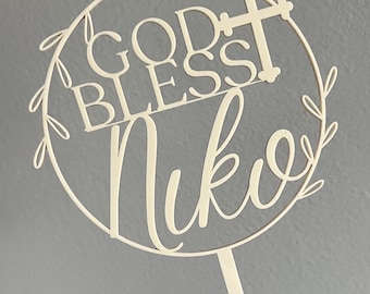 Personalized Baptism Communion Cake Topper Custom Christening Acrylic Cake Decoration