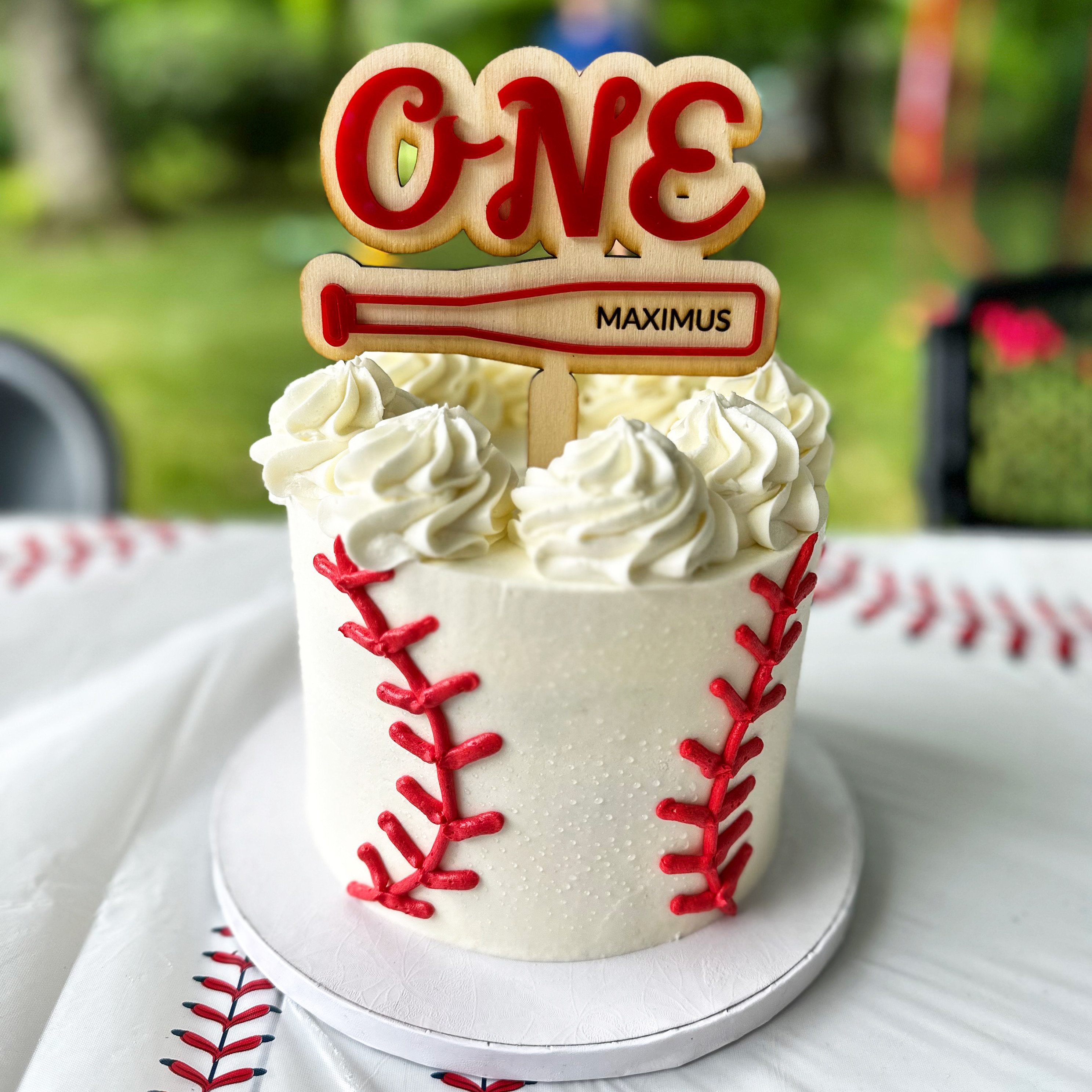Rookie of the Year First Birthday Baseball Personalized Cake Topper