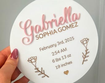 Personalized Engraved Birth Announcement Sign: Newborn Photo Prop