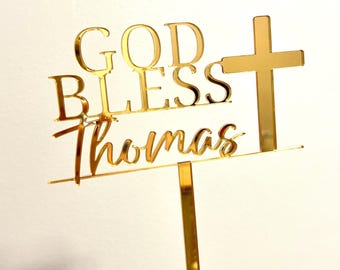 Baptism Communion Personalized Cake Topper Custom Christening Acrylic Cake Decoration