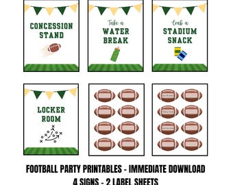 Football Party Printable Decorations: Sign & Label Kit (PDF Download)