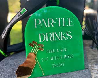 Golf Party Theme Partee Signature Drink Sign: Acrylic Bar Menu