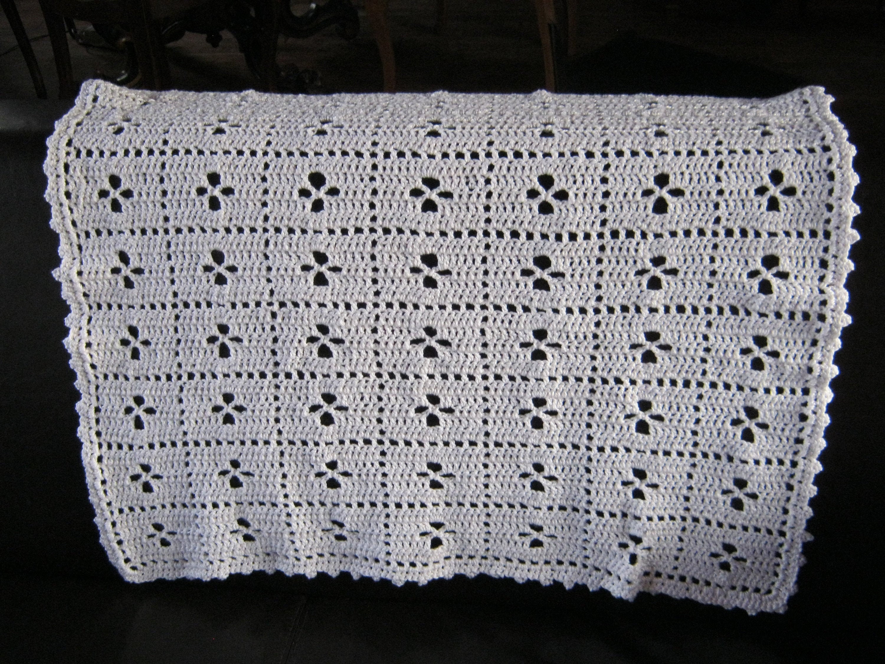 Crocheted Vintage Baby Blanket. Etsy
