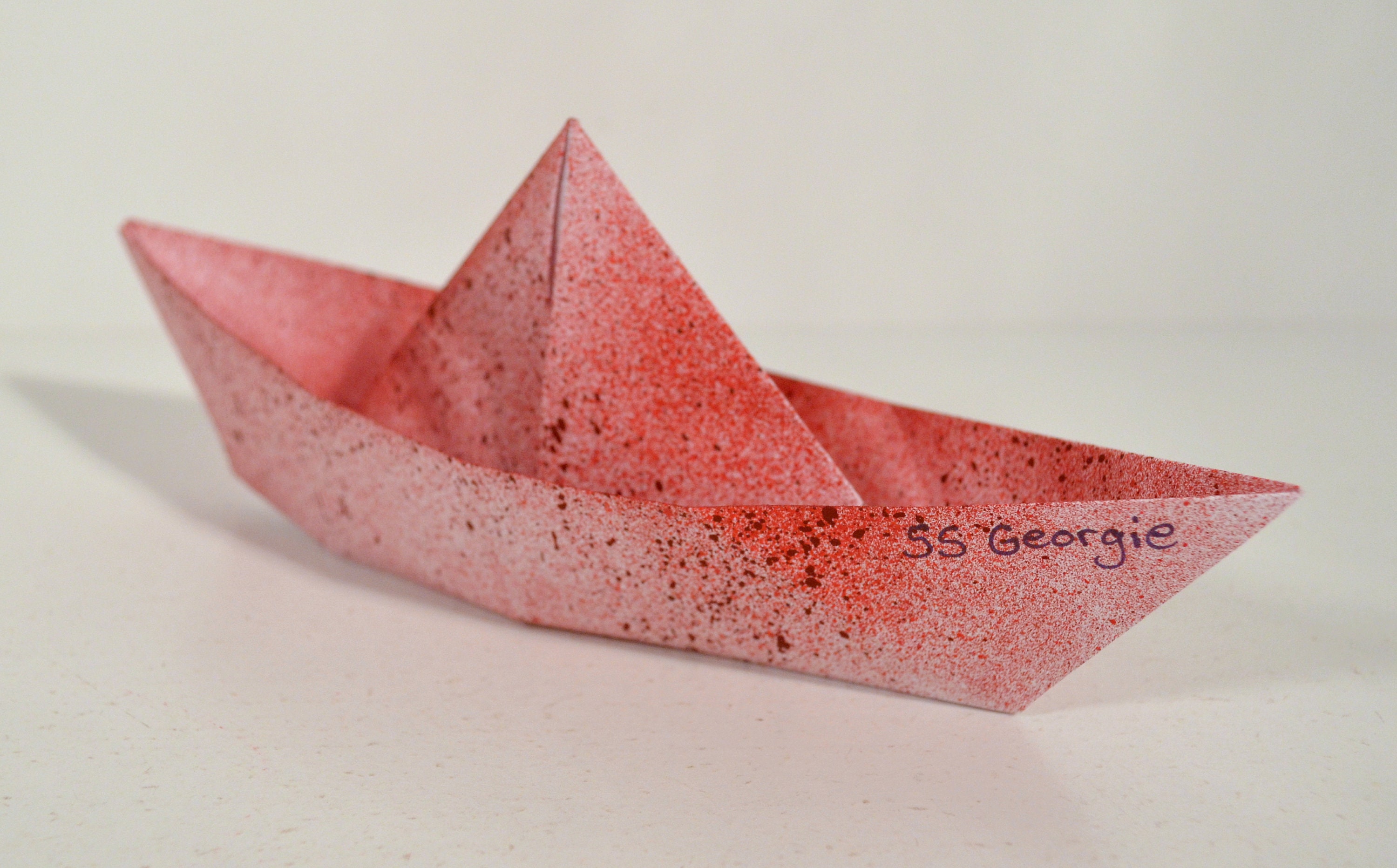 Blood Soaked Splattered SS Origami Paper Boat Custom Etsy